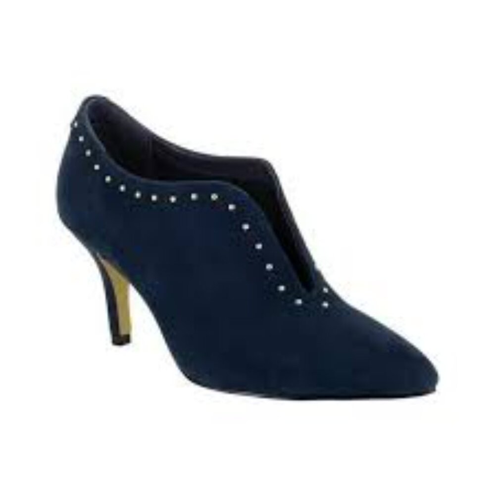 Bella Vita Dara Dress Shooties Kidsuede Leather Navy Size 11 WW NIB COSTUME DRAG